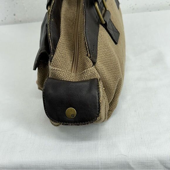 Burton Canvas and Vegan Leather Satchel Shoulder Bag Purse - Picture 6 of 15